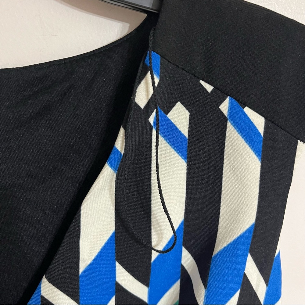 Maggy London White Green Blue‎ Black Geometric Sleeveless Sheath Dress Size 10 - Picture 9 of 10